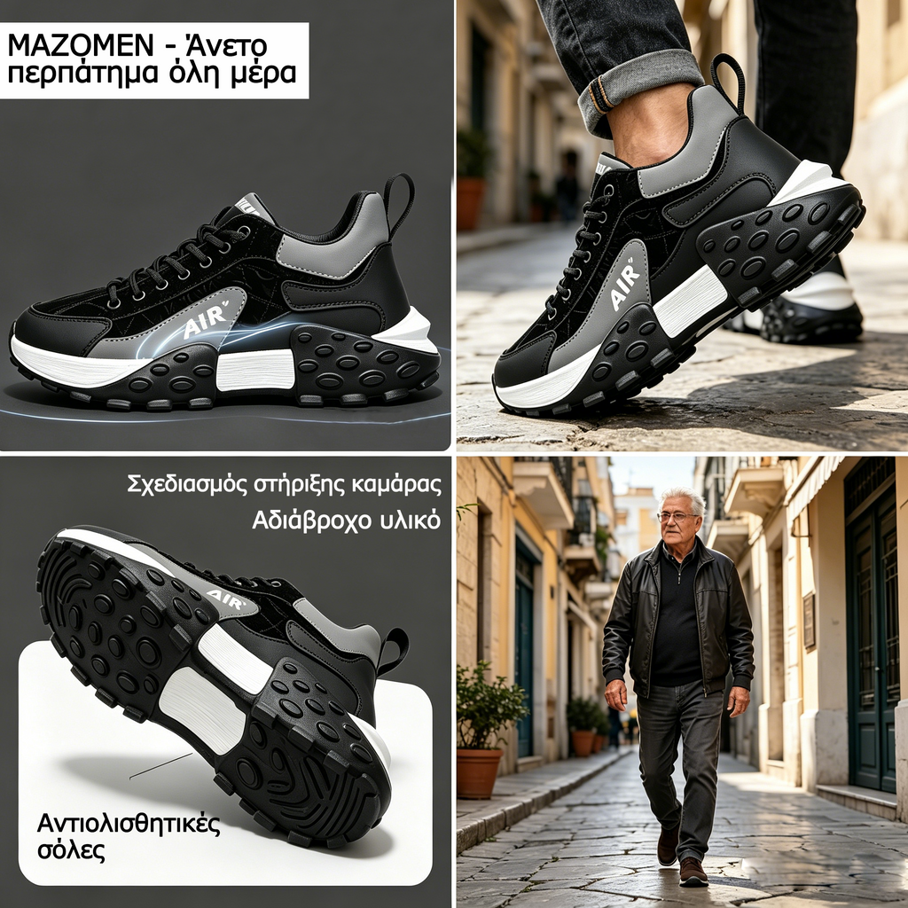 Mazomen® 【⏰Μισή τιμή σήμερα👟】 Αυτά τα παπούτσια είναι ιδανικά για ολοήμερες δραστηριότητες | Σχεδιασμός στήριξης καμάρας | Ανακουφίζει αποτελεσματικά από την κόπωση | Ανακουφίζει από τον πόνο | Βελτιωμένη αδιάβροχη και αντιολισθητική απόδοση👞