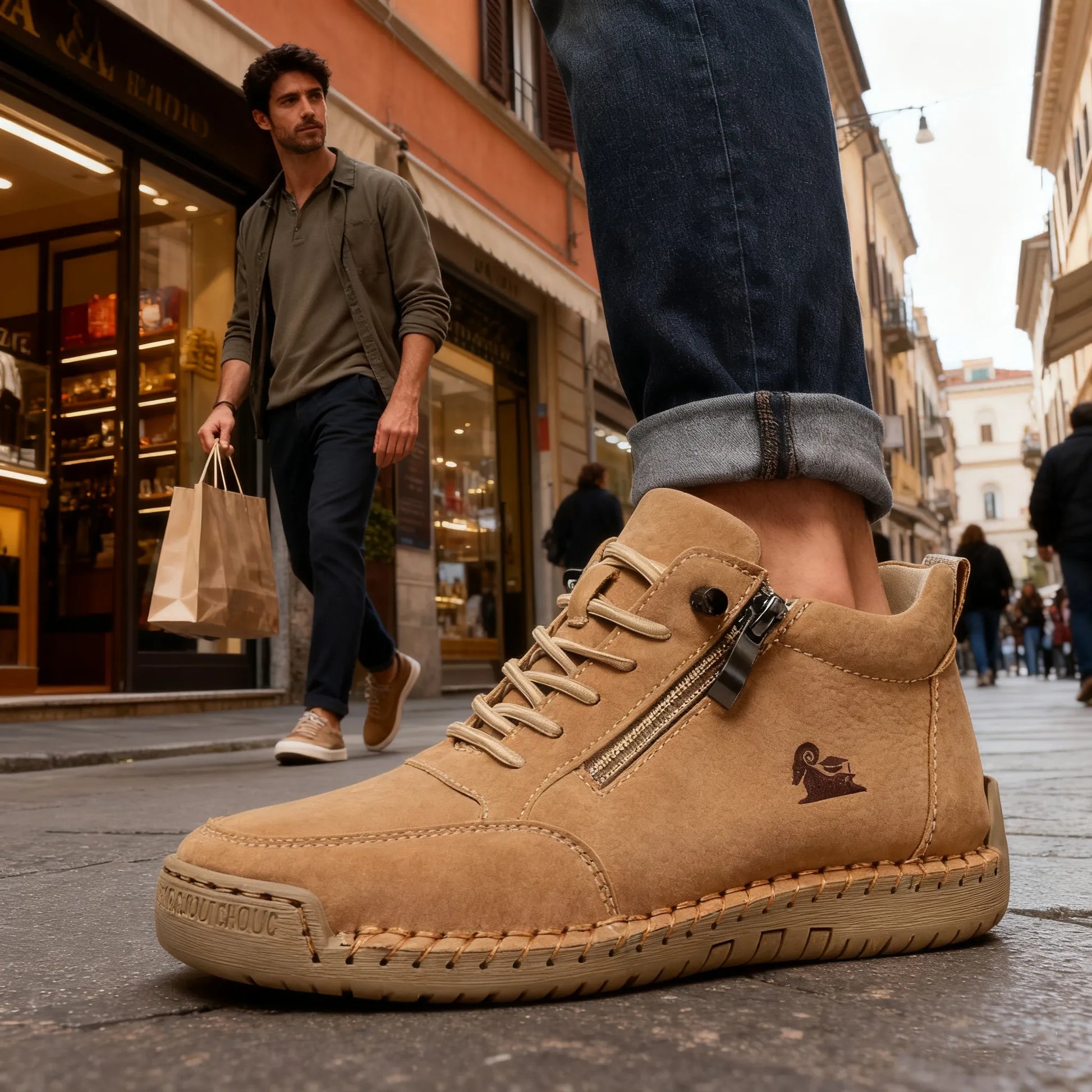 Mazomen® |【50% έκπτωση + δωρεάν κάλτσες αξίας 20€】 Ορθοπεδικά ψηλοτάκουνα παπούτσια από δέρμα μοσχαριού 🥾 | Φερμουάρ στο πλάι | στήριξη στην καμάρα | άνετα αντιολισθητικά | κατάλληλα για καθημερινή χρήση