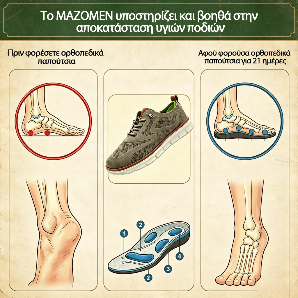 Ορθοπεδικά Παπούτσια Mazomen® [🔥50% Έκπτωση🎁] Αεριζόμενα και Δροσερά Μοκασίνια | Στήριξη στην καμάρα και Μαλακή Ενδιάμεση Σόλα | Αντιολισθητικά και Άνετα | Πείτε Αντίο στον Πόνο στα Πόδια