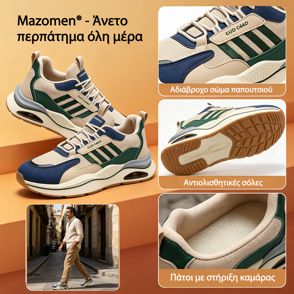 Mazomen® 【⏰Μισή τιμή σήμερα👟】 Αυτά τα παπούτσια είναι ιδανικά για ολοήμερες δραστηριότητες | Σχεδιασμός στήριξης καμάρας | Ανακουφίζει αποτελεσματικά από την κόπωση | Ανακουφίζει από τον πόνο | Βελτιωμένη αδιάβροχη και αντιολισθητική απόδοση👞