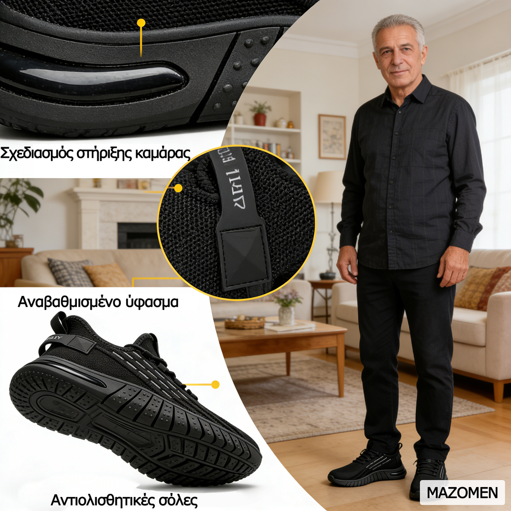 Mazomen® 【⏰Μισή τιμή σήμερα👟】Παπούτσια πεζοπορίας κατάλληλα για περπάτημα όλη μέρα | Σχεδιασμός στήριξης καμάρας | Ανακουφίζει αποτελεσματικά από την κόπωση | Ανακουφίζει από τον πόνο των ποδιών | Βελτιωμένη αδιάβροχη και αντιολισθητική απόδοση👞