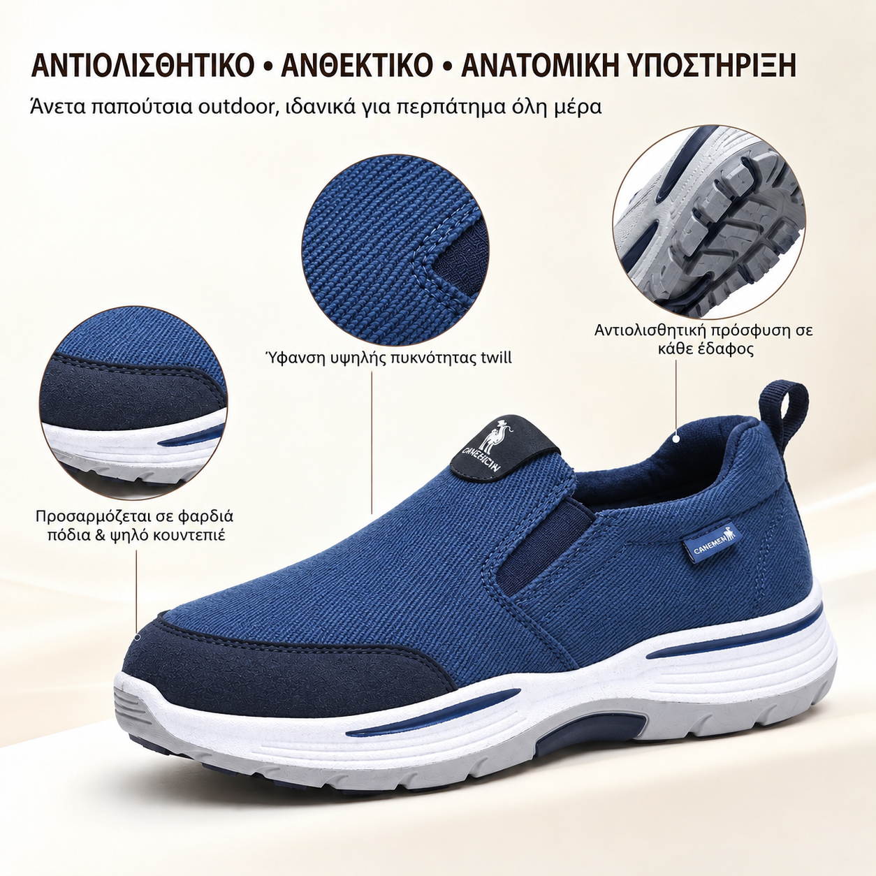 🔷30% έκπτωση σήμερα - Μην το χάσετε! ⬛⏰ Ελαφριά ορθοτικά παπούτσια από μια αυστραλιανή μάρκα πολυτελείας, με αναπνεύσιμη, αδιάβροχη και ανθεκτική στους λεκέδες τεχνολογία 🦶 Ανακουφίζει από τον πόνο των ποδιών - Ύφασμα υψηλής πυκνότητας twill