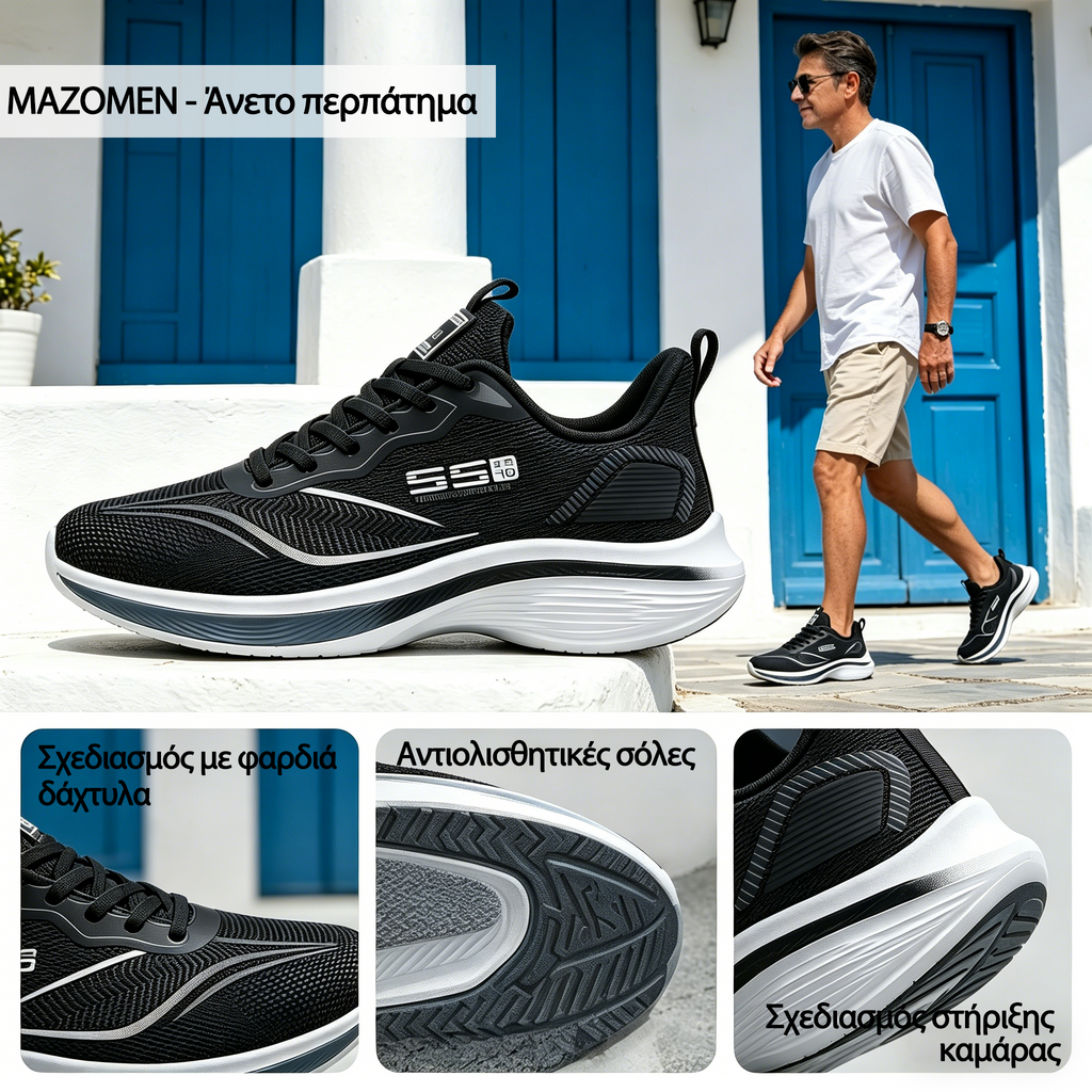 Mazomen® 【⏰Μισή τιμή σήμερα👟】 Συνιστάται από τον γιατρό: Άνετα παπούτσια για περπάτημα | Σχεδιασμός στήριξης καμάρας | Ανακουφίζει αποτελεσματικά από την κόπωση | Ανακουφίζει από τον πόνο | Αδιάβροχα και αντιολισθητικά | Ασφαλές περπάτημα👞