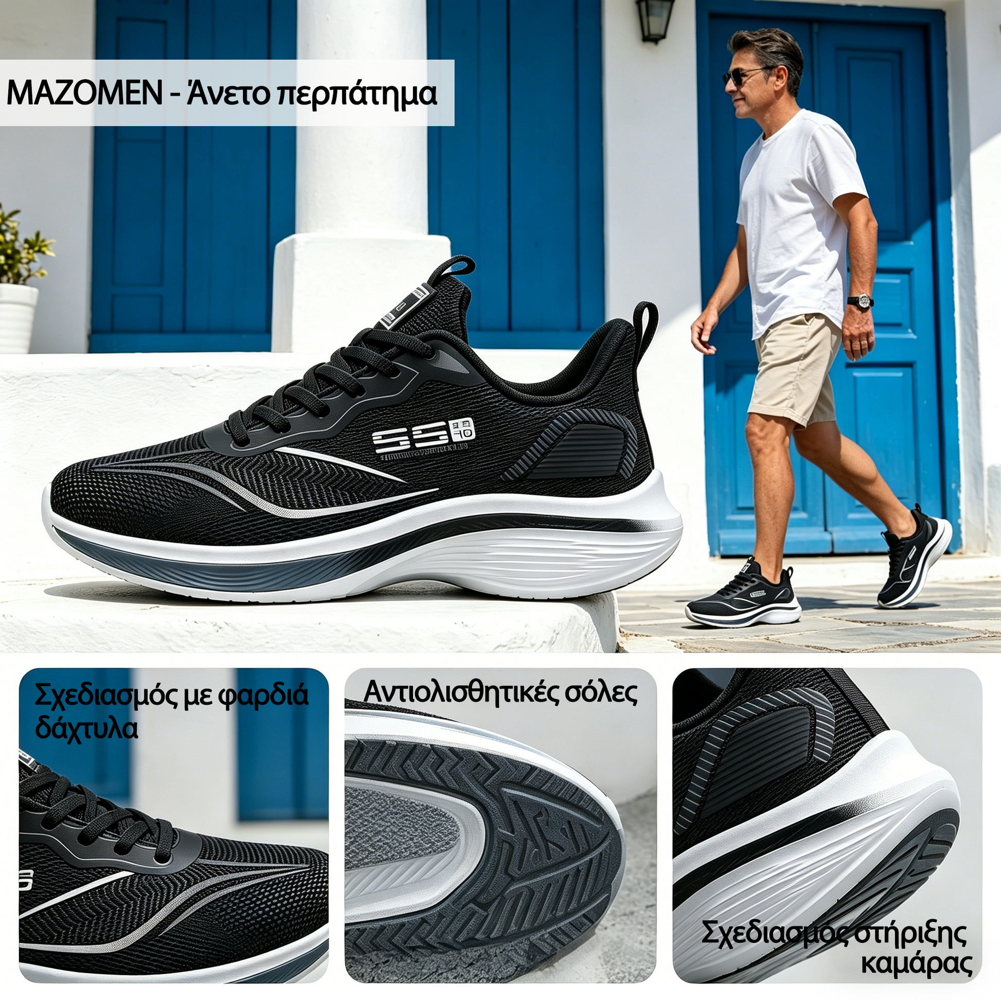 Mazomen® 【⏰Μισή τιμή σήμερα👟】 Συνιστάται από τον γιατρό: Άνετα παπούτσια για περπάτημα | Σχεδιασμός στήριξης καμάρας | Ανακουφίζει αποτελεσματικά από την κόπωση | Ανακουφίζει από τον πόνο | Αδιάβροχα και αντιολισθητικά | Ασφαλές περπάτημα👞