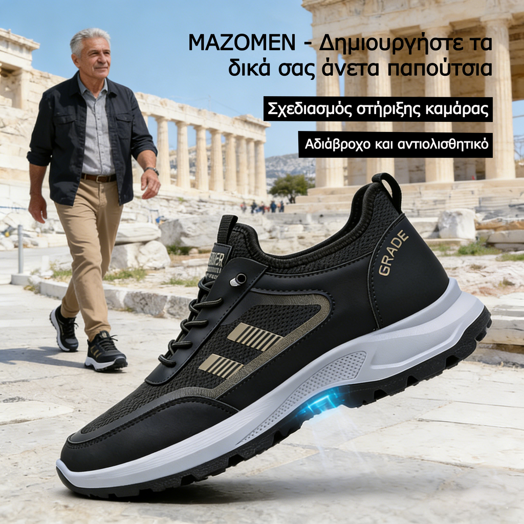 Mazomen® 【⏰Μισή τιμή σήμερα👟】 Αυτά τα παπούτσια είναι ιδανικά για ολοήμερες δραστηριότητες | Σχεδιασμός στήριξης καμάρας | Ανακουφίζει αποτελεσματικά από την κόπωση | Ανακουφίζει από τον πόνο | Βελτιωμένη αδιάβροχη και αντιολισθητική απόδοση👞