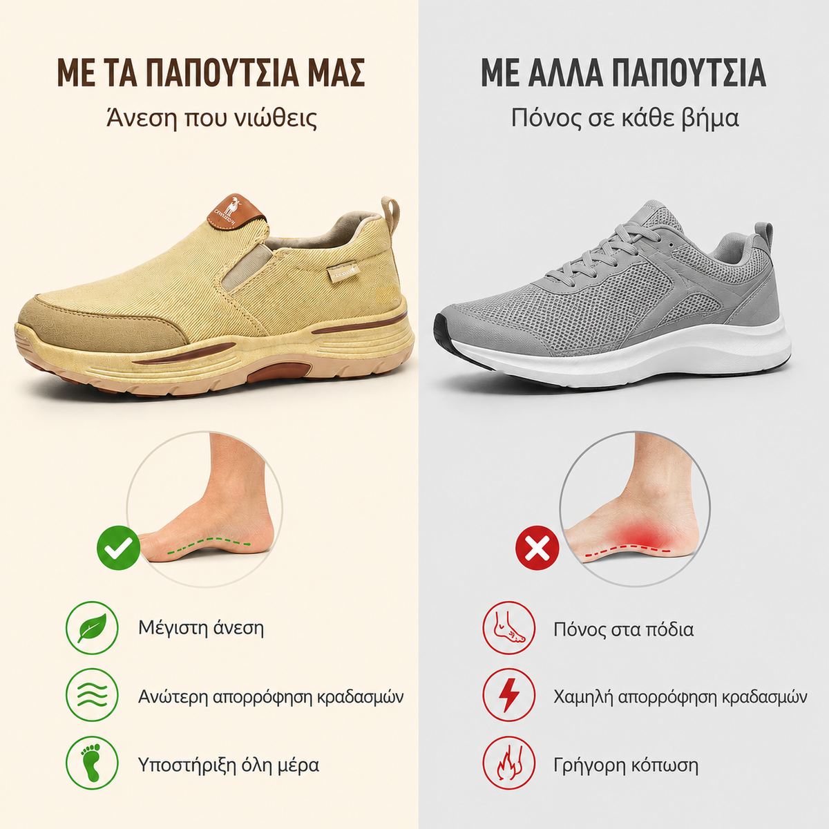 🔷30% έκπτωση σήμερα - Μην το χάσετε! ⬛⏰ Ελαφριά ορθοτικά παπούτσια από μια αυστραλιανή μάρκα πολυτελείας, με αναπνεύσιμη, αδιάβροχη και ανθεκτική στους λεκέδες τεχνολογία 🦶 Ανακουφίζει από τον πόνο των ποδιών - Ύφασμα υψηλής πυκνότητας twill