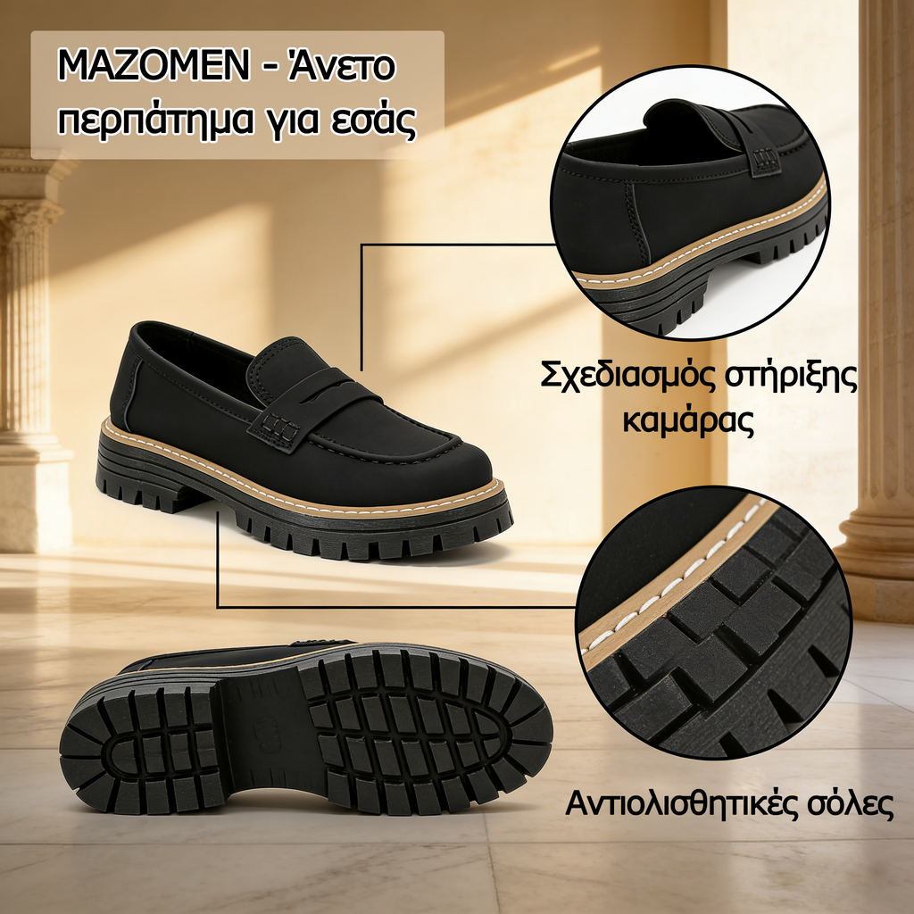 Mazomen® 【⏰Μισή τιμή σήμερα👟】Αυτά τα παπούτσια είναι ιδανικά για ολοήμερες δραστηριότητες | Σχεδιασμός στήριξης καμάρας | Ανακουφίζει αποτελεσματικά από την κόπωση | Ανακουφίζει από τον πόνο | Βελτιωμένη αντίσταση ολίσθησης👞