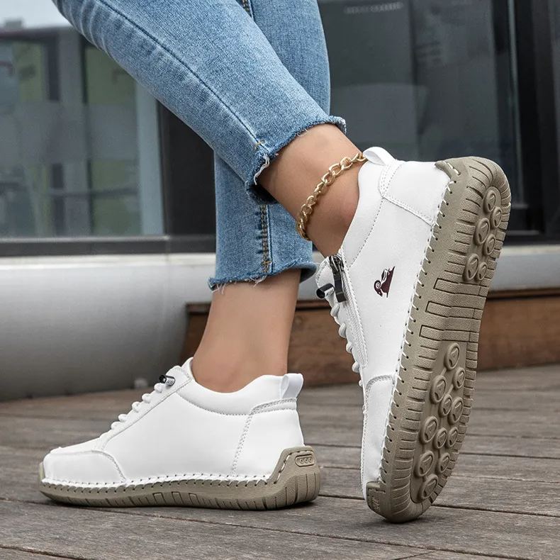 Mazomen® |【50% έκπτωση + δωρεάν κάλτσες αξίας 20€】 Ορθοπεδικά ψηλοτάκουνα παπούτσια από δέρμα μοσχαριού 🥾 | Φερμουάρ στο πλάι | στήριξη στην καμάρα | άνετα αντιολισθητικά | κατάλληλα για καθημερινή χρήση